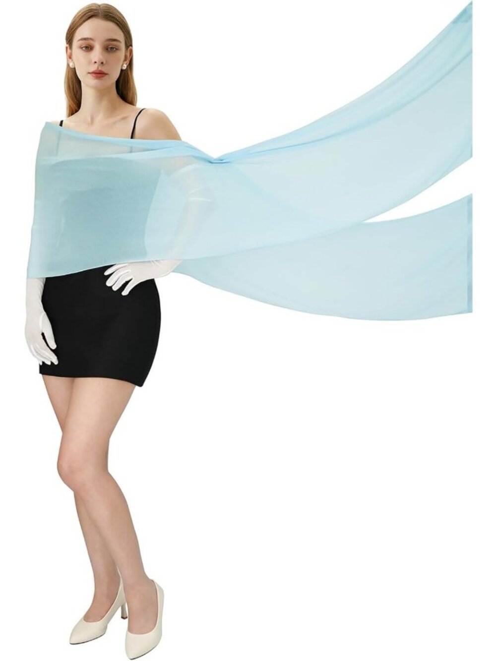 Elegant Bridal Chiffon Neck Scarf Shawl Wrap for Weddings & Evening Dresses